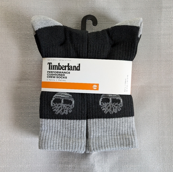 Timberland Mens Crew Socks 5 Pack NEW! - Picture 1 of 4